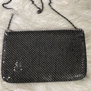 Marlo Mesh Black Evening Shoulder Bag with Black Chain Strap